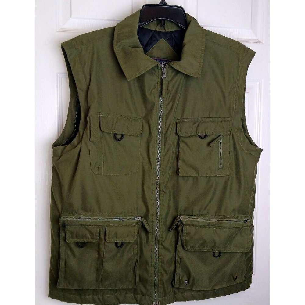 Coleman Army Green Outdoor Insulated Utility Vest Jacket Pockets Mens M EUC #D25